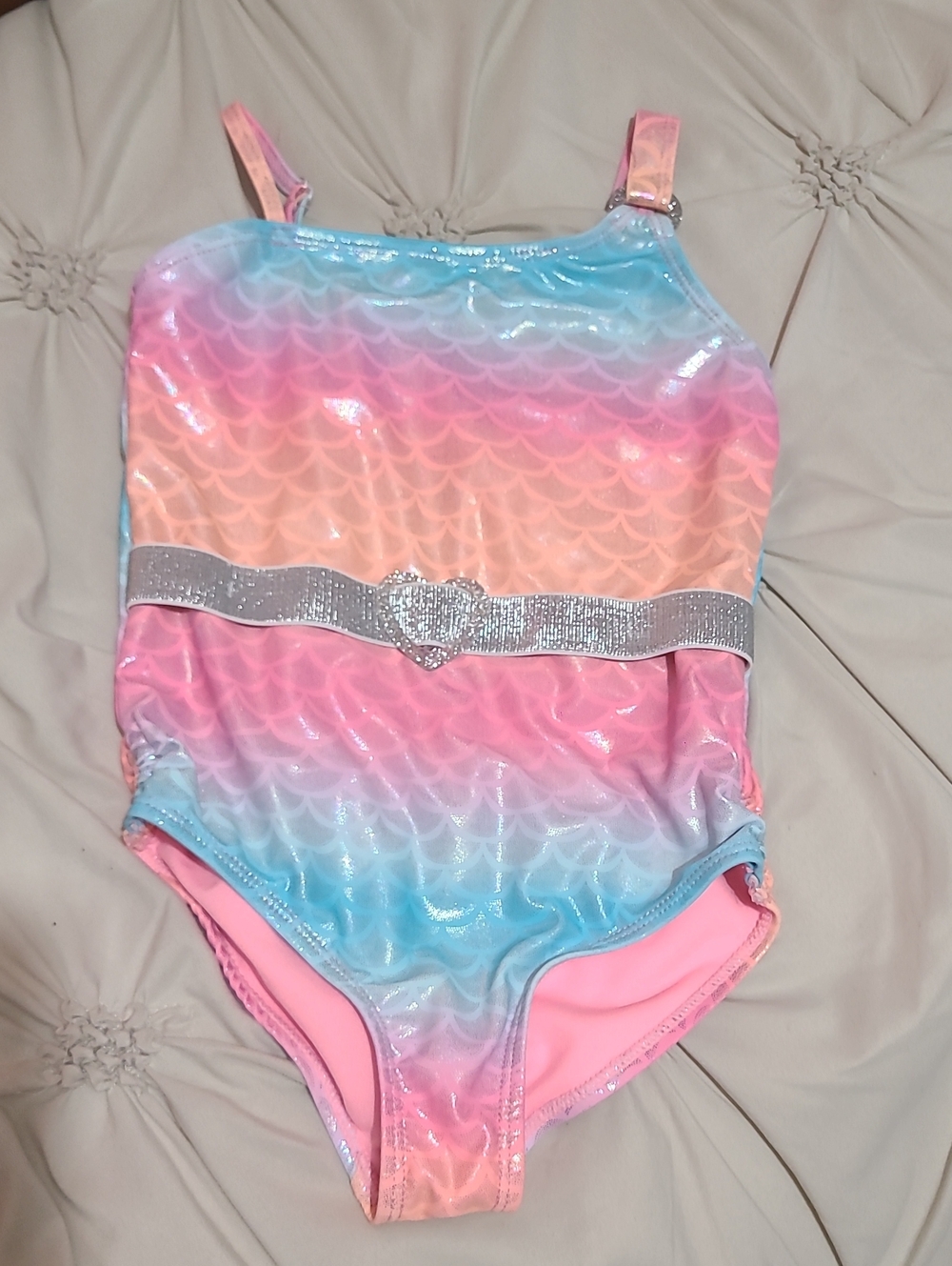 Magic Pastel Pink Girls' Swimsuit with Shimmer Accent
